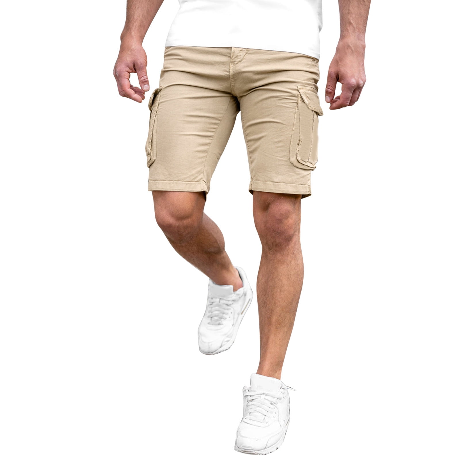 adviicd Mens Shorts 7 inch Inseam Men's Classic Fit Flat Front Stretch  Solid Chino Deck Short Mens Work Shorts