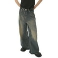 thumbnail image 1 of adviicd Mens Skinny Jeans Men Baggy Jeans Y2k Hop Skater Pants Vintage Jeans Loose Fit Skateboard Denim Pants Streetwear (Dark Blue,S), 1 of 7