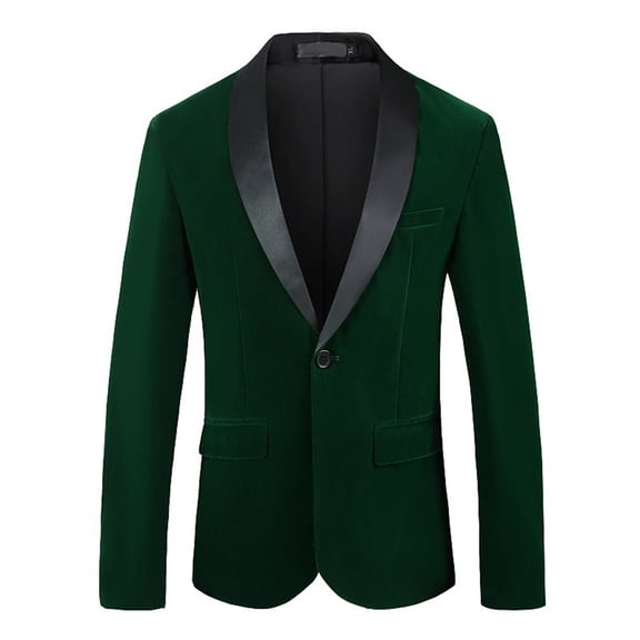 adviicd Mens Suits Mens Blazer One Button Shawl Lapel Slim Fit Suit Jacket Sport Coat Dinner Party Prom Wedding Tuxedo (Dark Green,L)