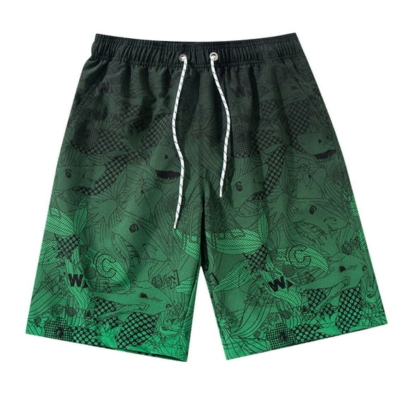 adviicd Mens Swim Trunks 7 Inch Men's Swim Trunks Hawaiian Bathing Mesh Lining Suit Swimsuits Beach Shorts with Pockets (Green,2XL)