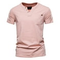 thumbnail image 1 of adviicd Mens T-Shirts Solid Color Cotton V Neck Pocket Button Short Sleeve T Shirt Top T Shirts Men Pack, 1 of 3