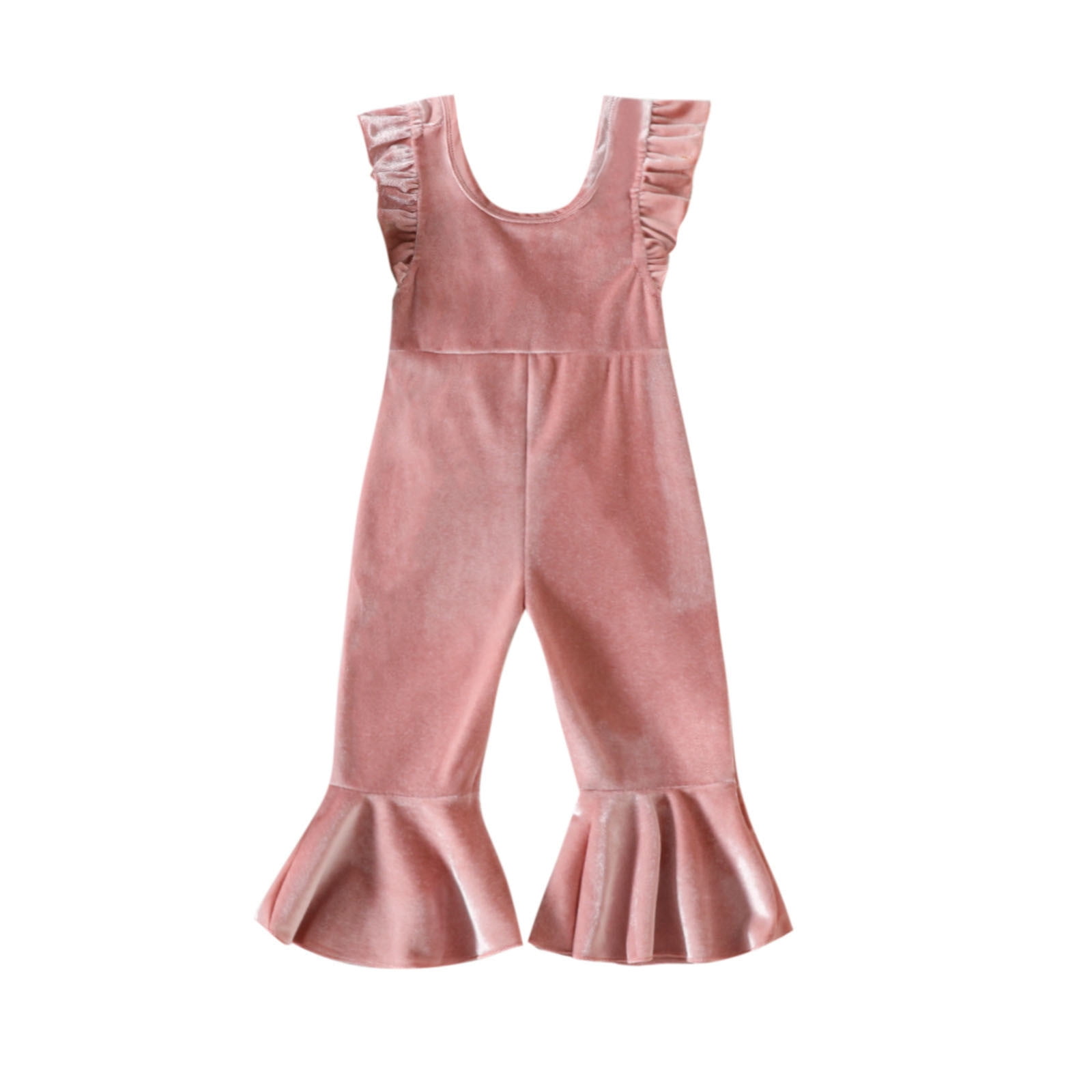 adviicd Mother's Day Outfit Toddler Girls Ruffles Fly Sleeve Solid