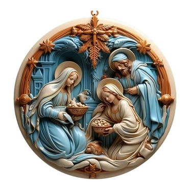 adviicd Resin and Fabric Nativity Scene Christmas Tabletop Indoor Decor 1 Piece,Multi-color 3.1in