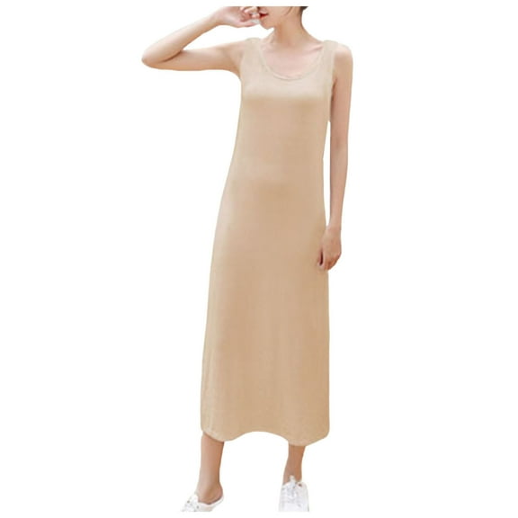 adviicd Nightgowns for Women Women's Dress Slips Basic Adjustable Spaghetti Strap Cami Under Dress (Light Yellow,XL)