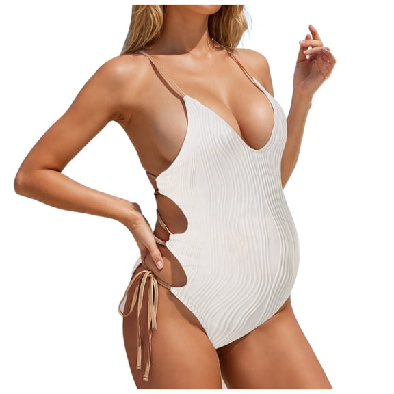 adviicd One Piece Swimsuit Women One Piece Swimsuit Women Tummy Control Women's One Piece Swimsuits Tummy Control Front Cross Bathing Suits Tie Back V Neck Swimwear (White,XL)
