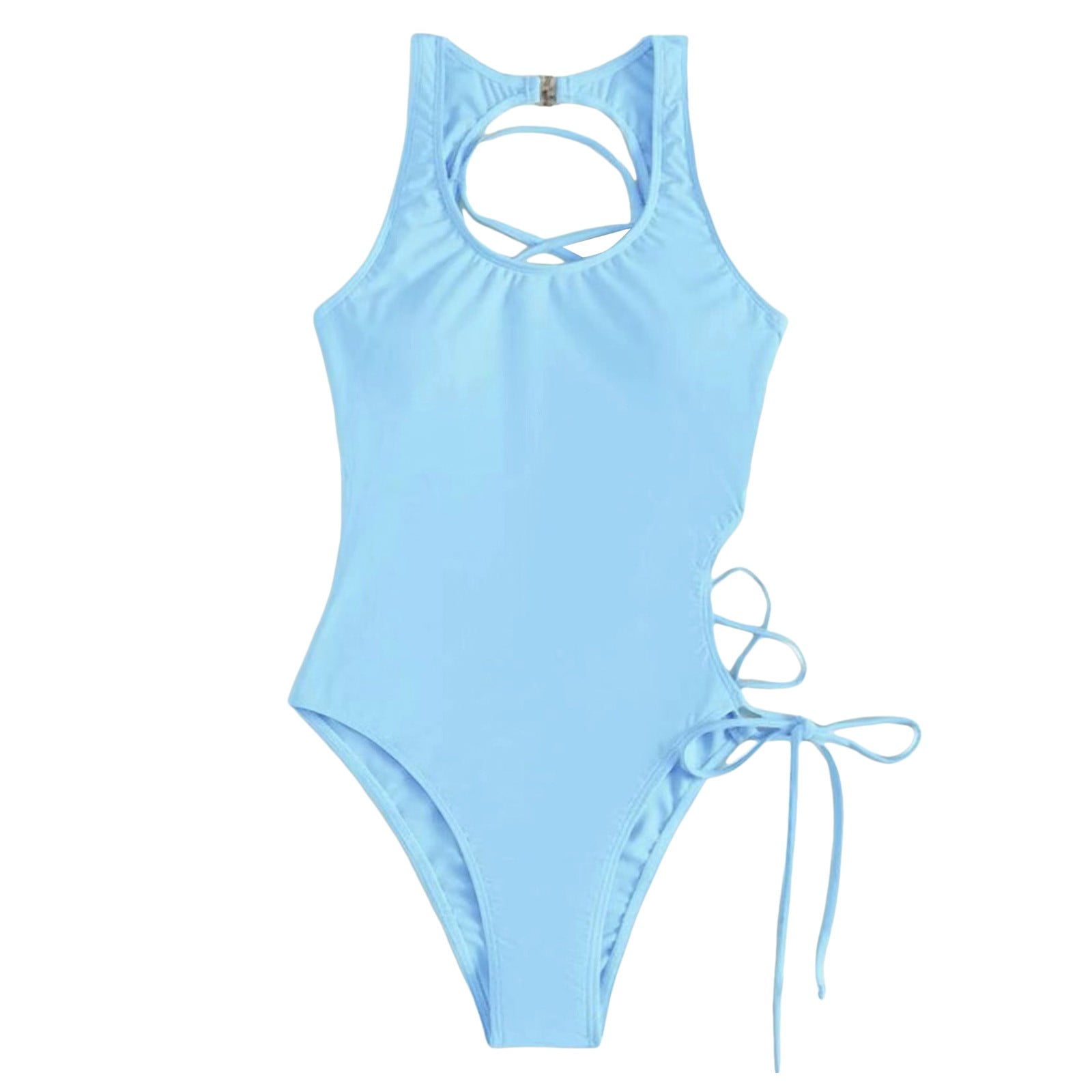 Emoswimsuit - Women's One Piece Swimsuit Sports Adjustable Strap Bathing Suit Color Block Ribbed High Cut Swimsuits