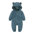 thumbnail image 1 of adviicd Onesies Fleece Baby Bodysuit One Piece Kids Hooded Romper Outerwear Toddler Jacket (Navy,6-9 Months), 1 of 3