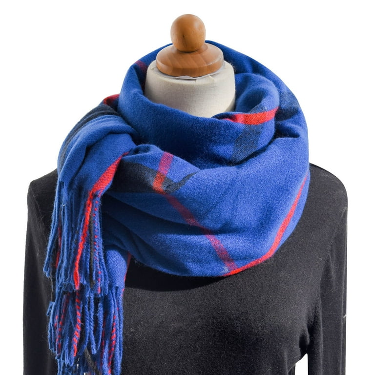 adviicd Outdoor Scarf for Men Women\'S Autumn And Winter Colorful Plaid Shawl  Thickening Warm Fringe Scarf Silk Scarves for Women