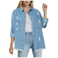 thumbnail image 1 of adviicd Oversized Jean Jacket Boyfriend Denim Jacket for Women Button Down Long Sleeve Jean Coat Light Blue, M, 1 of 9