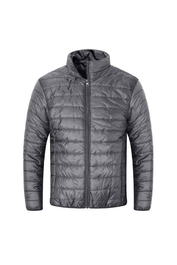 Packable Puffer Jacket Men Mens Ultra Loft Lightweight Packable Puffer Jacket (Standard and Big & Tall) (Grey,L)