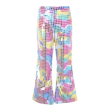 adviicd Pants for Girls Uniform Pants for Girls Elastic Waist Bell Bottom Flare Leg Long Pants (Pink,10-12 Years)