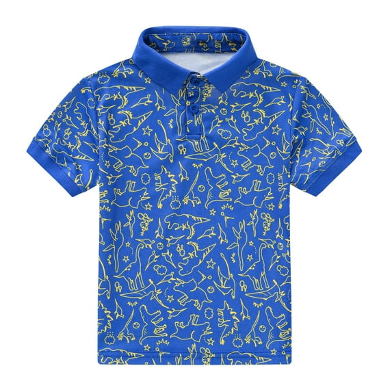 adviicd Patterned Polos for Boys: Short-Sleeved Fashion (Blue,18-24 Months)