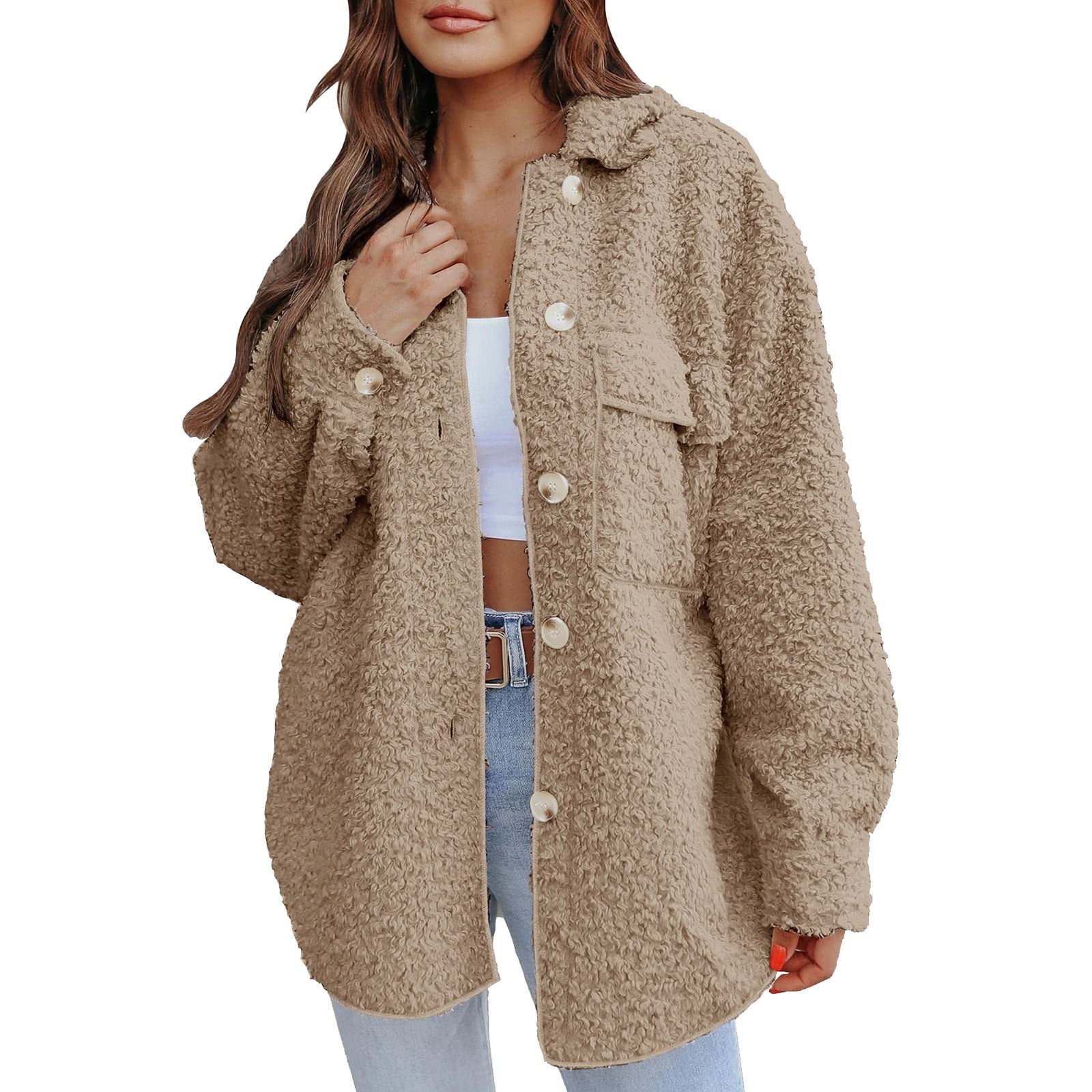 Fuzzy peacoat sales
