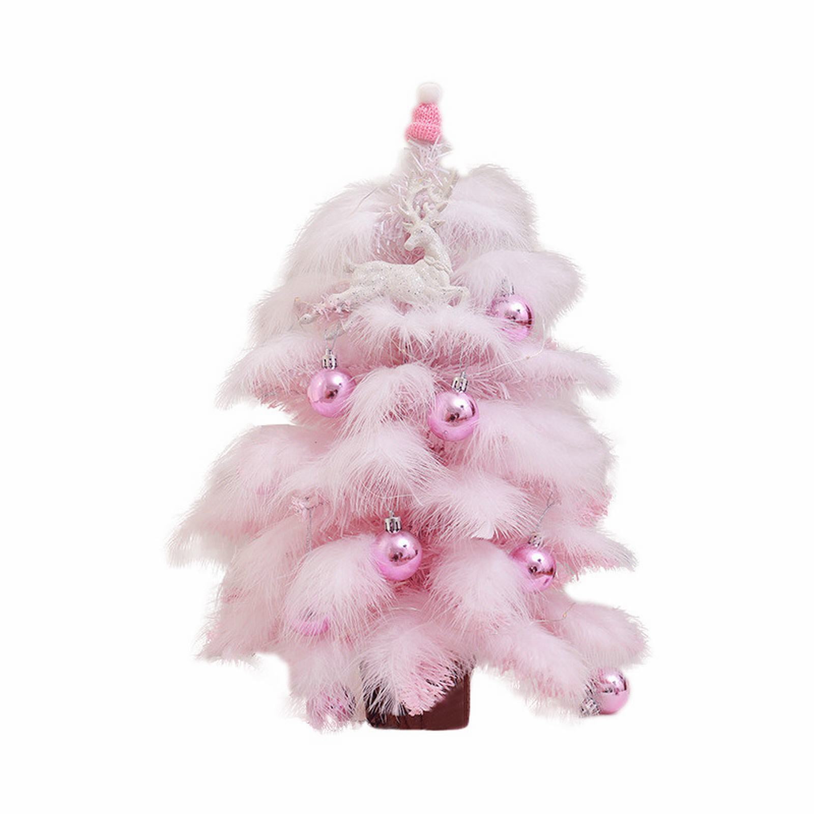 adviicd Pink Mini Christmas Tree, Lighted Tabletop Artificial Xmas Pine