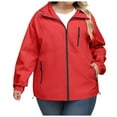 thumbnail image 1 of adviicd Plus Size Womens Rain Jacket with Hood Waterproof Raincoats Lightweight Packable Outdoor Trench Coat Red, 3XL, 1 of 9