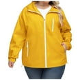 thumbnail image 1 of adviicd Plus Size Womens Rain Jacket with Hood Waterproof Raincoats Lightweight Packable Outdoor Trench Coat Yellow, 3XL, 1 of 6