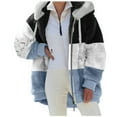 thumbnail image 1 of adviicd Puffer Coat Women Women Hooded Jacket Zip Up Fuzzy Shaggy Jacket Warm Fall and Winter Outwear with Pockets, 1 of 5