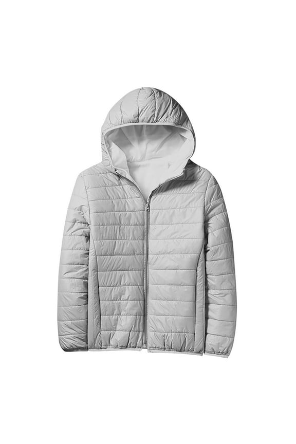 Puffer Jacket Men Mens Down Jackets with Hood Lightweight Puffer Jacket Zip Warm Packable Winter Hoodies Coats Padded Bubble Outwear (Grey,XXXL)