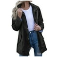 thumbnail image 1 of adviicd Rain Jacket Women Striped Lined Hooded Lightweight Raincoat Outdoor Waterproof Windbreaker Black, XXL, 1 of 8