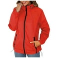 thumbnail image 1 of adviicd Rain Jacket for Women Waterproof Lightweight Windbreaker Jacket with Hood Packable Raincoat with Pockets Red, L, 1 of 9