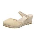 thumbnail image 1 of adviicd Red Sandals Womens Wedge Sandals Espadrilles Peep Toe Slip On Backless Wedge Casual Summer Sandal Shoes, 1 of 5