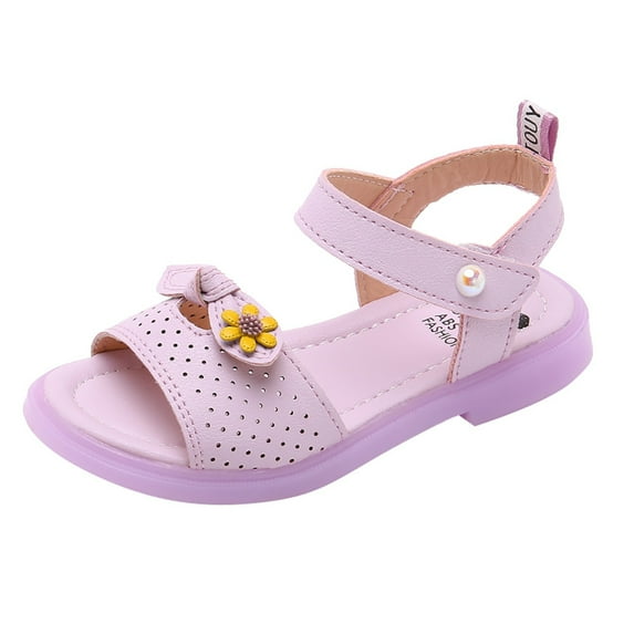 adviicd Sandals Girls Kids Sandals Shoes for Girls Princess Dress Up Flat Sandals for Toddler (Purple,1.5)