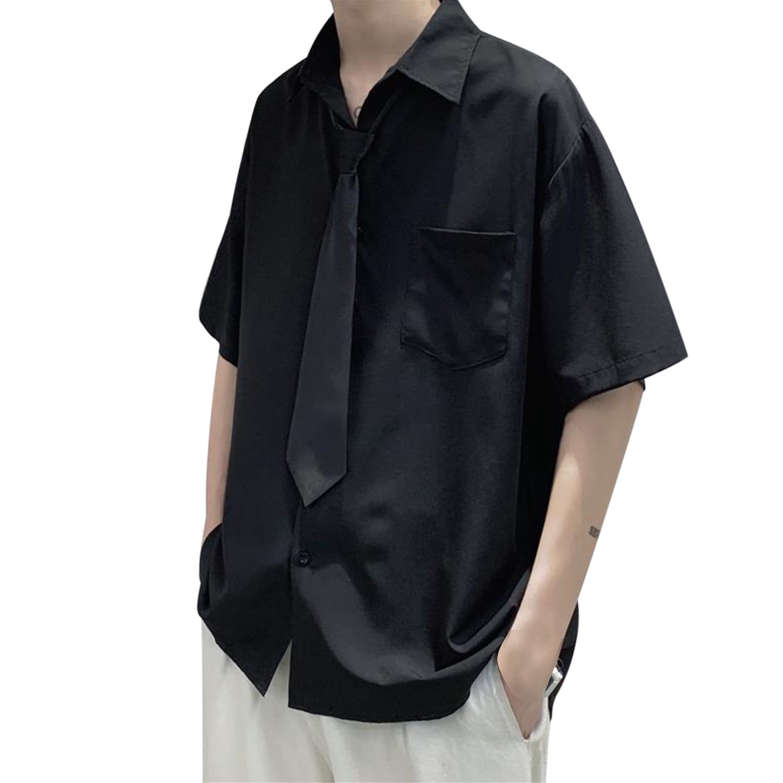 adviicd Shirts for Men Men's Short Sleeve Dress Shirts Print Shirt