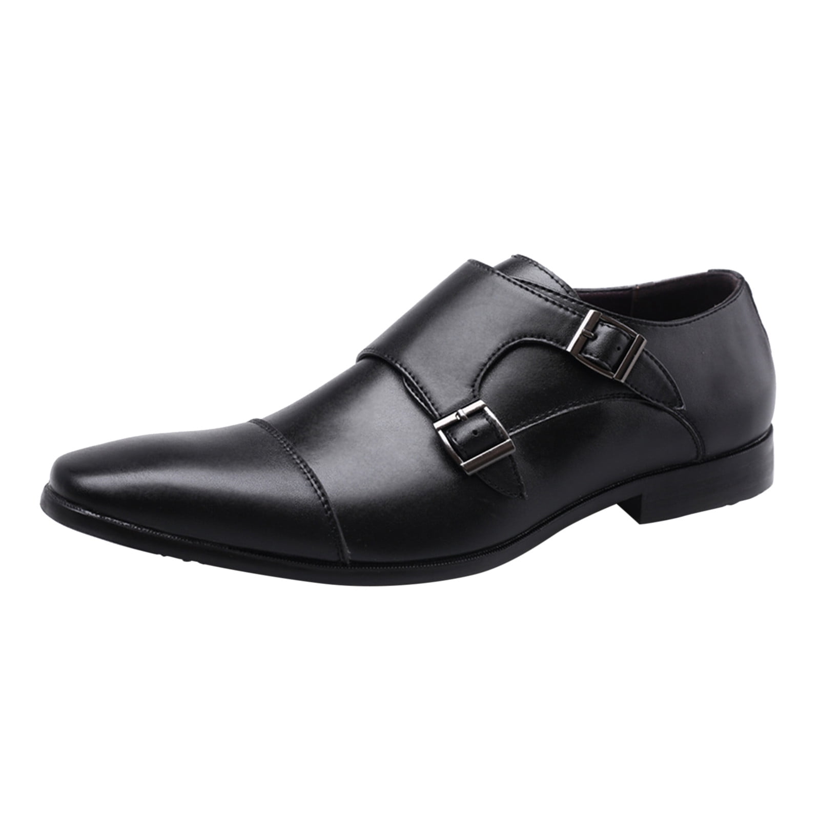 Men\'s Black Leather Buckle Oxfords Black Monk Strap Oxford Shoes For Men – Peyman Umay main image 4