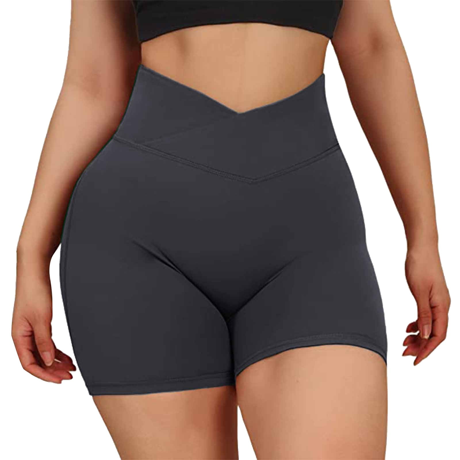 MRULIC yoga shorts for women Women's Casual Running Tights Texture Slim  Stitching High Waist Stretch Fitness Pants Yoga Leggings Black + S 
