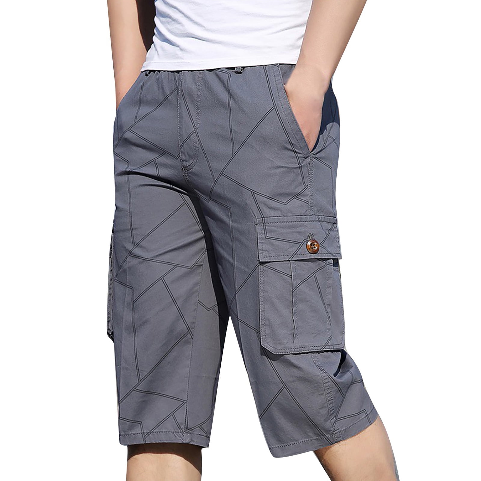 adviicd mesh Shorts Men Men's Capri Long Twill Cargo Shorts Below Knee 13  Inches Cotton Relaxed Fit Casual Multi-Pocket Mens Shorts