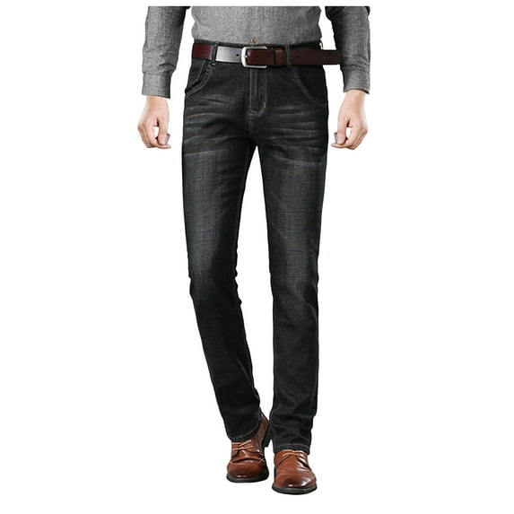 adviicd Mens Jeans Regular Fit Mens Jeans Relaxed Fit Straight Leg Stretch Jeans for Men Comfort Superflex Pants (Black,L)