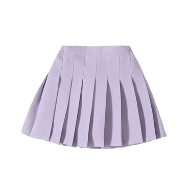 adviicd Skirts for Girls Little Big Girls' High Waist Knitted Flared Pleated Skirt Casual (Purple,7-8 Years)