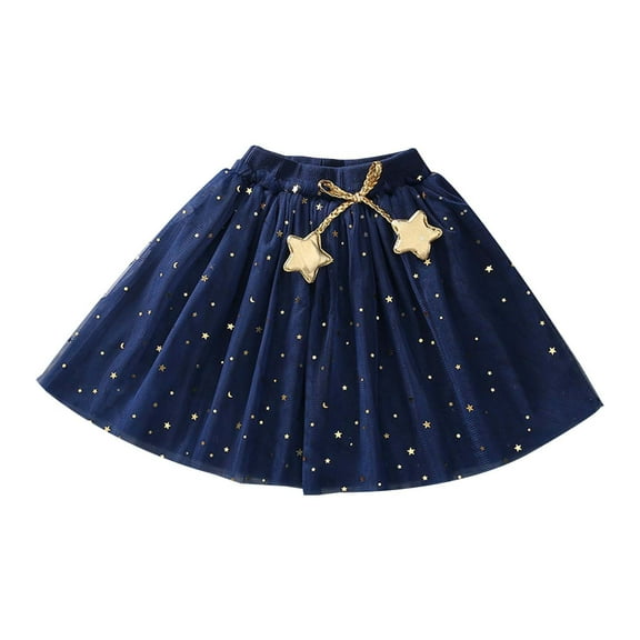 adviicd Skirts for Kids Girls Tutu Skirt Elastic Tulle Stripe Skirt (Dark Blue,12-18 Months)