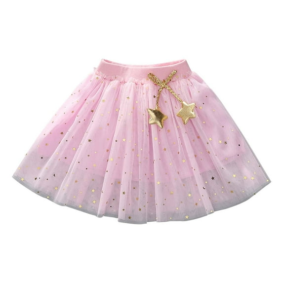 adviicd Skirts for Kids Girls Tutu Skirt Elastic Tulle Stripe Skirt (Pink,12-18 Months)