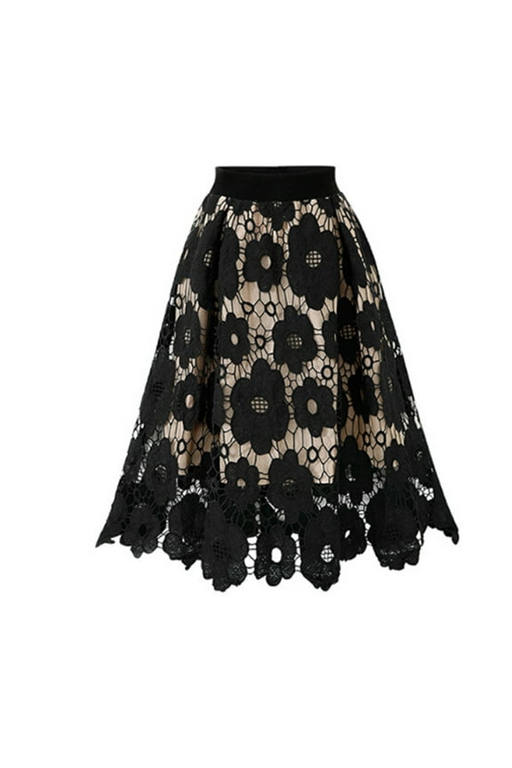 Skirts for Women Adult Skirts for Women plus Size Skirt Skater Ladies Stretch Flared Lace Soft Crotch Printed Length Knee Circle Skirts
