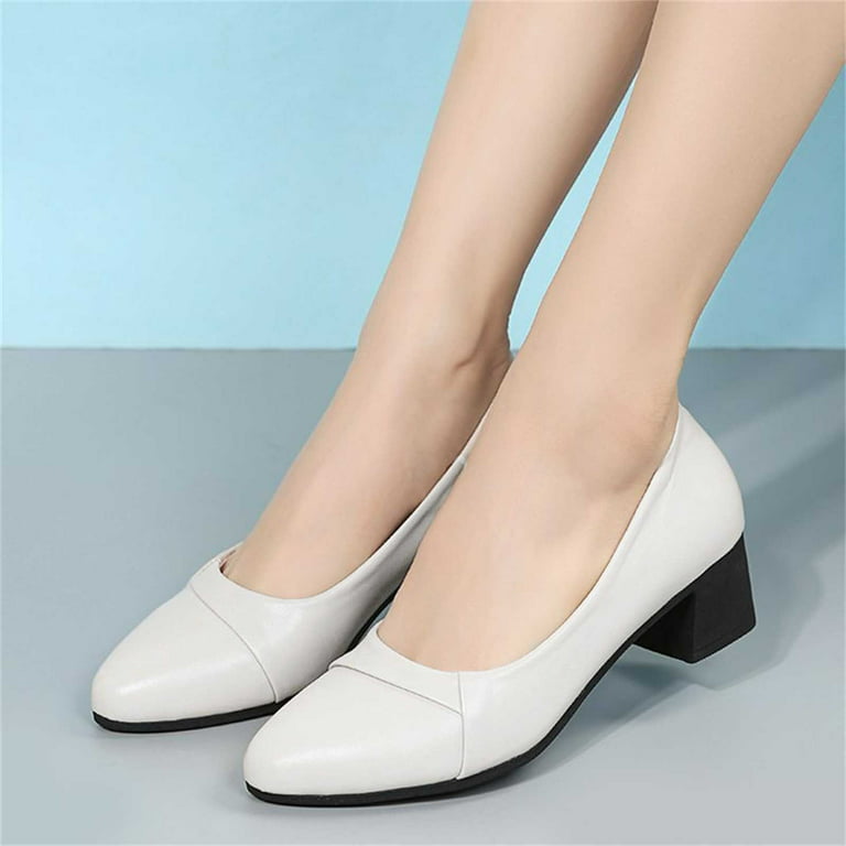 adviicd Slip Resistant Shoes For Women Business Casual Shoes Women Women  Shoes Fashion Casual Shoes Small Thick Heel Soft Sole Casual Shoes Beige 8