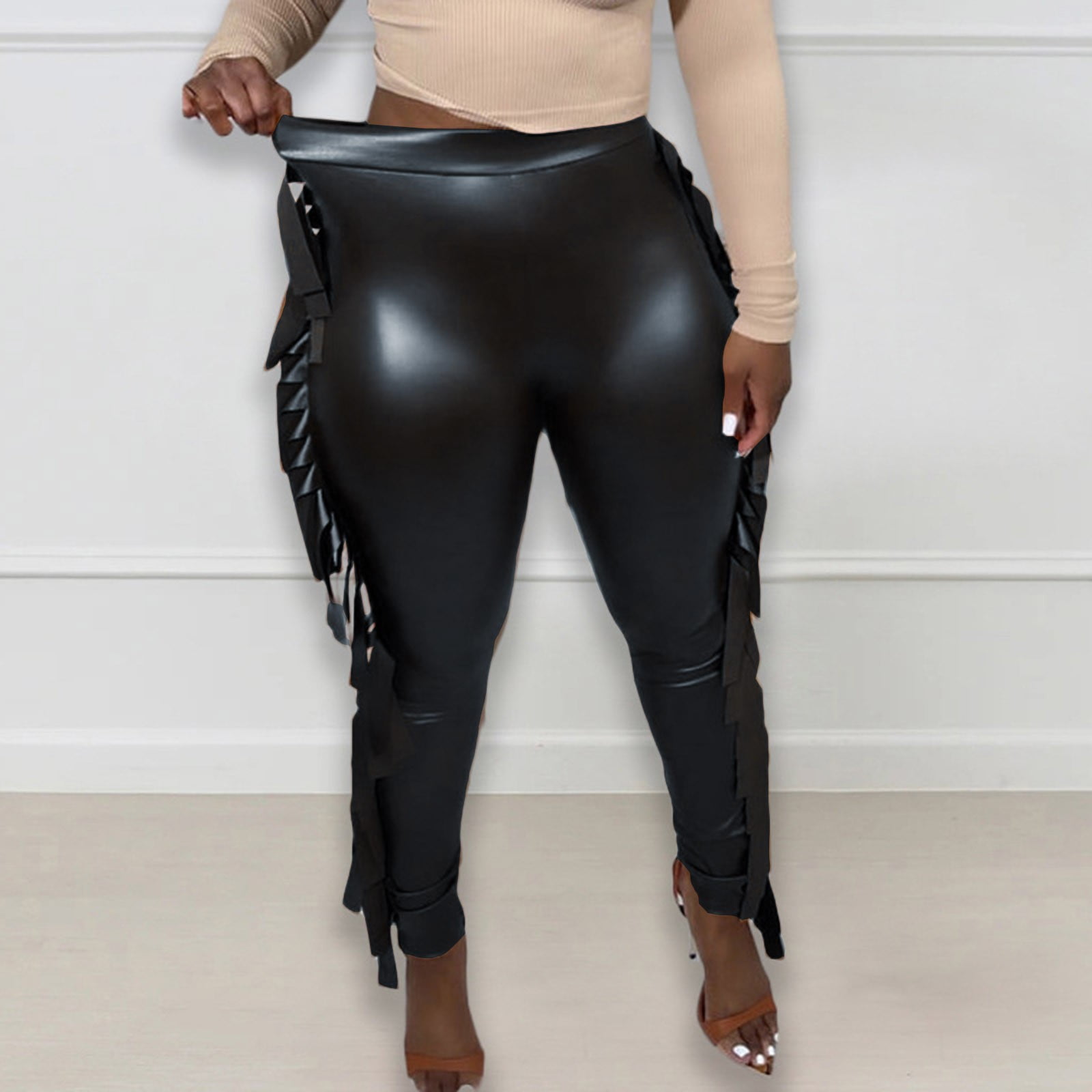 Faux Leather Leggings Plus Size Super Stretchy Spandex Clothing Pu Leather  Pant Tummy Control Oversized Pants Ouc088 - Etsy
