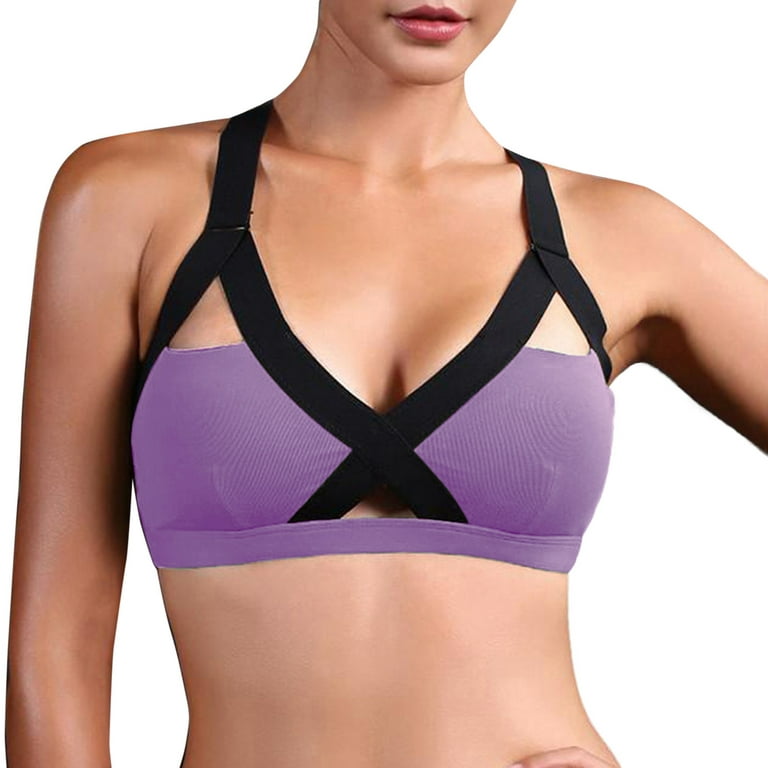adviicd Sports Bras for Women Women's 18 Hour Active Breathable Comfort  Wireless Bra Purple Large