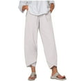 thumbnail image 1 of adviicd Sports Womens Business Casual Pants Elastic Waist Loose Long Straight Pants Cotton Semi Casual Pants for Women Workout, 1 of 5