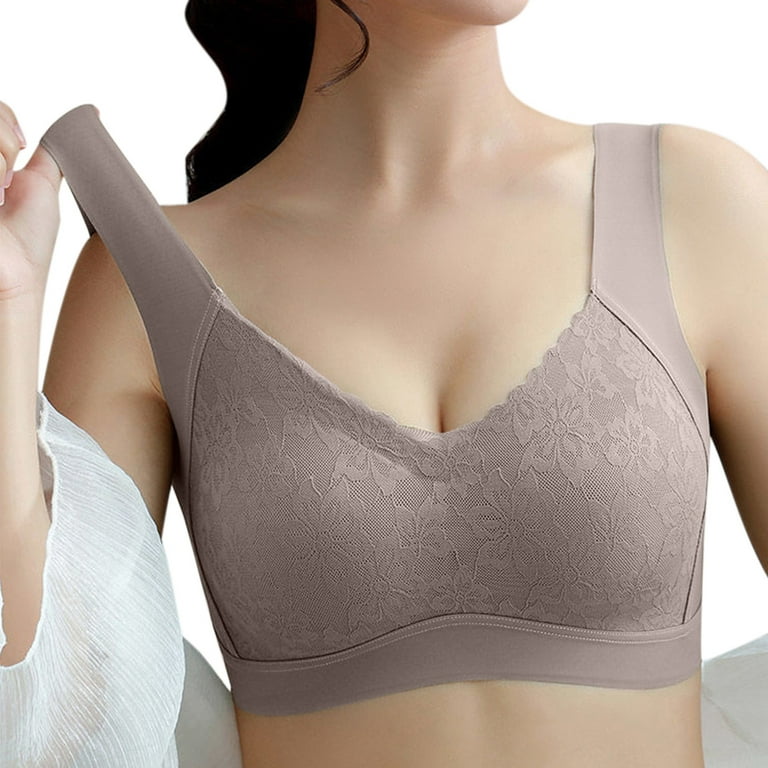 Wireless Bras for Women High Support Lightly Lined Bra No Underwire  Bralette Seamless Bra Full Coverage Lace T Shirt Bra : : Clothing,  Shoes