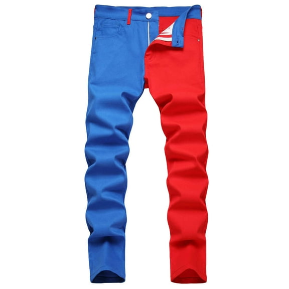 adviicd Stretch Jeans Men Men's Skinny Ripped Jeans Slim Fit Distressed Stretch Denim Pants Red,36