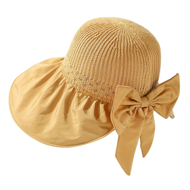 adviicd Summer Hats for Men Womens Outdoor Casual Bow Decoration Big Head  Design Sun Hat Wide Rim Hat Men
