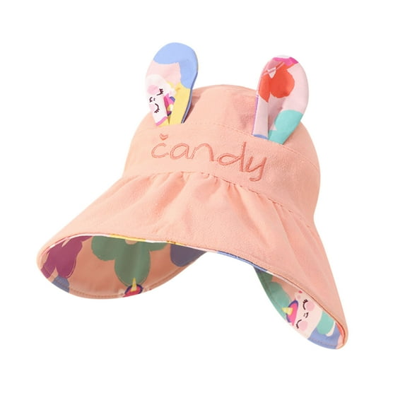 adviicd Sun Hats for Kids UV Protection Summer Beach Play Hats Wide Brim Neck Flap for Girls Boys (Orange,One Size)