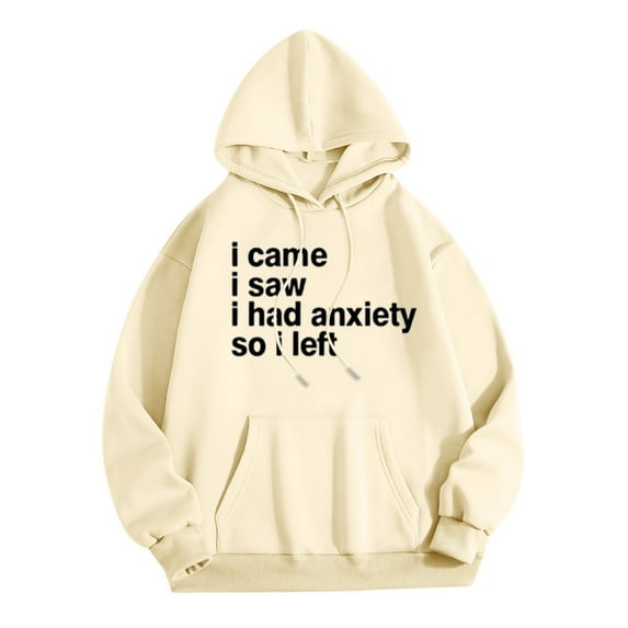 adviicd Sweatshirts for Women Women Long Sleeve Hoodless Sweatshirt Beige,L