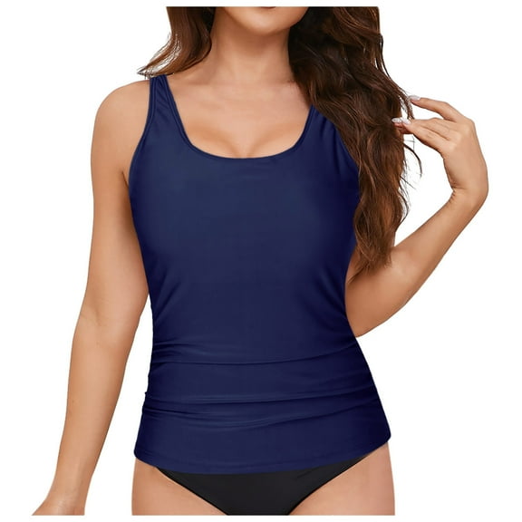 adviicd Swim Tops Women Top Only Womens Tankini Top Only Athletic Swim Top Modest Tankini Swimsuit No Bottom (Dark Blue,XL)