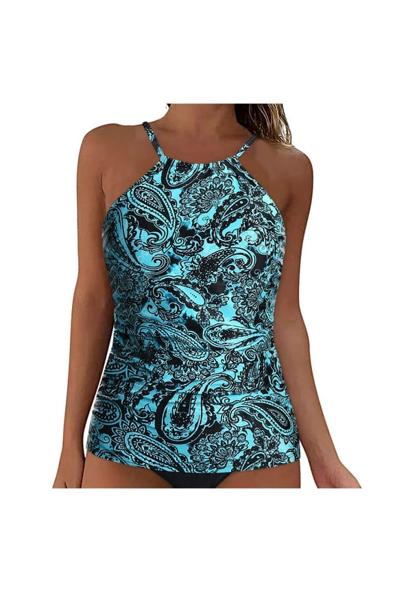 Swimsuit Tops for Women Womens Tankini Bathing Suits Swimwear Top Only Tummy Control Bathing Suit Top No Bottom (Light Green,S)