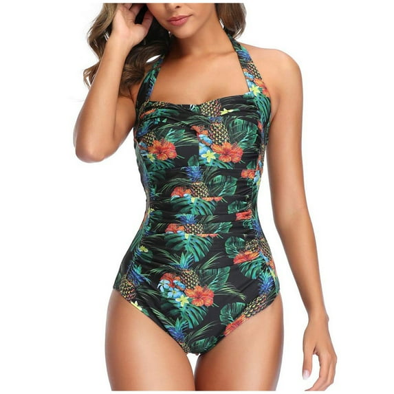 adviicd Swimsuit Women Bikini Tankinis Swimwear For Women One Piece Swimsuit for Women Bathing Suits Deep V Neck Crisscross Back Color Block Dark Green M