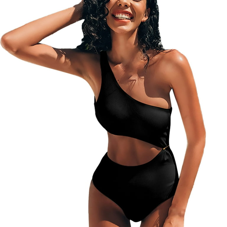 One Piece Bathing Suits Sexy Vintage Bikini Tummy Control Flounce Plus Size  Swimwear High Cut Swimsuits