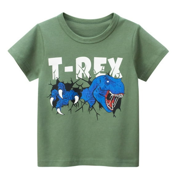 adviicd T-Shirts For Boys Shirts for Boys Size 8 Toddler Kids Baby Boys Girls Dinosaur Short Sleeve Crewneck T Shirts Tops Tee Quick Set