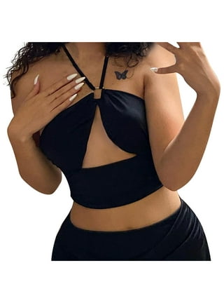 Cathalem Cotton Tank Top Women Sexy Sweetheart Neck Going Out Crop Top Cute  Y2K Pleated Strappy Vest Cami Shirt,Purple S